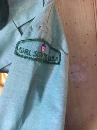 Vintage 1960 ' s Girls Scout Uniform Dress with Bow Tie,  Hat & Belt 5