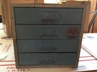 Vintage Union Chest Metal 4 Drawer Parts Storage Cabinet Model 410