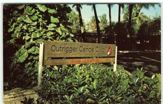 1970s Outrigger Canoe Club Waikiki Htf Advertising Postcard - Hawaii