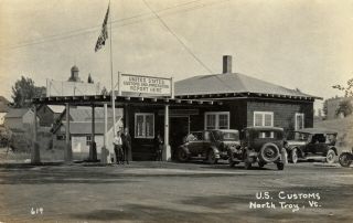 North Troy,  Vt Richardson Rppc 619 Automobiles At U.  S.  Customs 1933