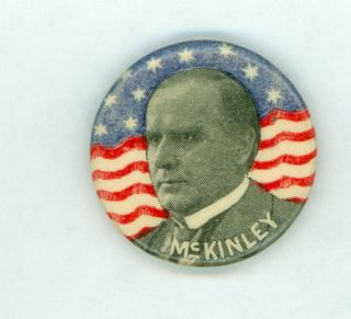 1896 Vintage President William Mckinley Political Campaign Pinback Button - Rwb