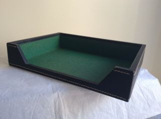 A VINTAGE 1960 ' S MARK CROSS ENGLAND LEATHER GAME TRAY WITH GREEN FELT INTERIOR 5
