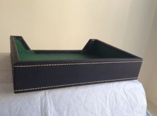 A VINTAGE 1960 ' S MARK CROSS ENGLAND LEATHER GAME TRAY WITH GREEN FELT INTERIOR 7