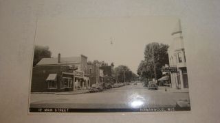 Real Photo Post Card Main Street Birnamwood Wisconsin 1954 B,  W Rppc Stores Cars