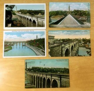 5 Antique Postcards All High Bridge,  York City Harlem River Washington Hgts.