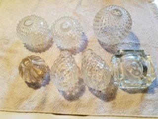 (6,  1) Victorian/vintage/antique Glass Ball Lamp Inserts And 1 Base.