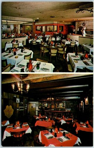 Peru,  Indiana Postcard " Tally Ho Steak House " Restaurant Roadside 2 Views 1960s