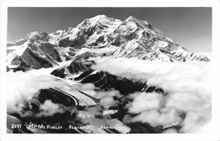 Mt Mckinley Alaska 1950s Rppc Real Photo Postcard Aerial View By Johnston Denali