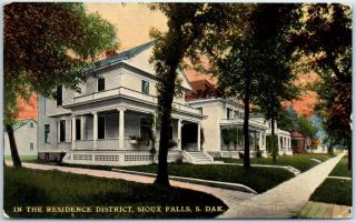 Sioux Falls South Dakota Postcard Residential Street Scene Houses C1910s