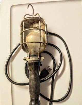 Vintage Trouble Light Caged Shop Light With Cord Great