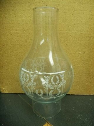 Antique Glass Oil Lamp Chimney With 2 7/8 " Fitter 9.  5 " Tall
