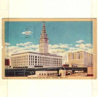 Union Terminal And Post Office Cleveland Ohio Posted 1945 Postcard