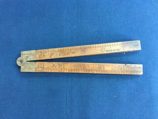 Vintage No.  61 Upson Nut Co.  24 Inch Brass & Boxwood Folding Ruler