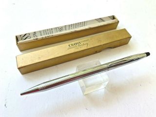 Vintage Cross Century Chrome Ball Pen In Cross Box With Papers.  Near Perfect
