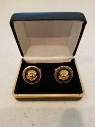 Presidential Seal White House Cufflinks Blue Cobalt Gold Color
