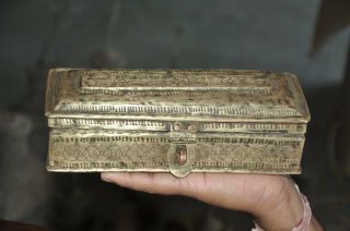 Old Brass Handcrafted Solid Heavy Engraved 3 Compartment Pen/pencil Box