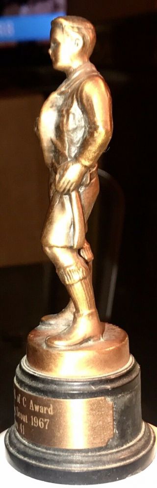 1967 Boy Scout Trophy Award 5” Statue 4th Degree K of C Award Outstanding Scout 4