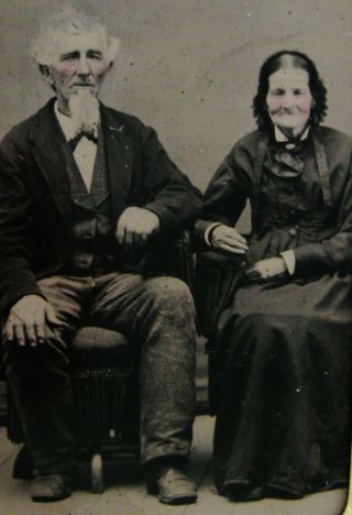 Antique Tintype Photo Portrait Of A Lovely Elderly Couple Character Studies