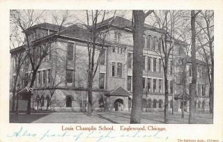 Chicago Illinois Englewood Louis Champlin School High School 1905 B&w Postcard
