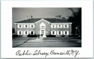 1940s Bronxville,  York Rppc Real Photo Postcard " Public Library " Street View