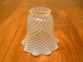 Antique Opalescent Swirl Glass Shade Blue & White It Will Take 2 1/4 " Fitter