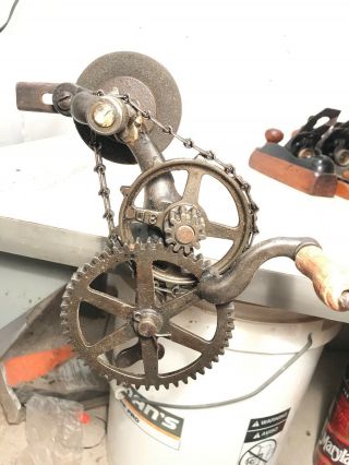 Antique Vintage Old Tools Hand Crank Bench Grinder Sharpener