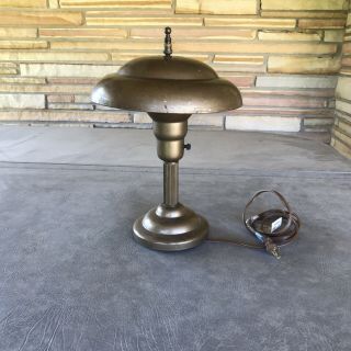 Vintage Round Metal Desk Lamp Space Age Flying Saucer Shade Mid Century Modern