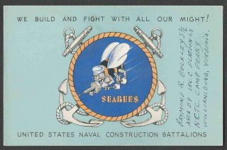 Ca 1942 Ppc Patriotic Navy Sea Bees (construction Battalion)