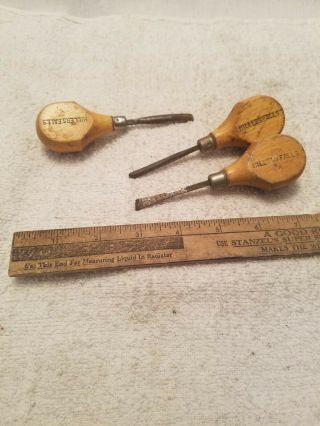 Vintage Set Of 3 Miller Falls Carving Tools Woodworking