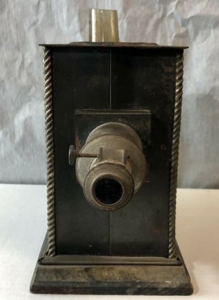 Antique Magic Lantern Projector With Lamp Wood Base Steampunk