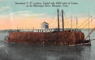 C22 - 6659,  Steamboat Loaded With Cotton On Mississippi River,  Memphis,  Tenn.