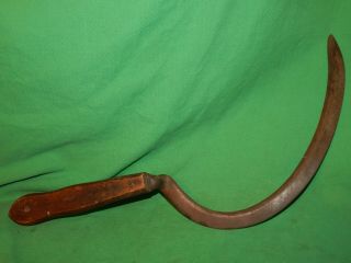 Vintage,  Antique,  Small Hand Scythe,  Sickle,  Cutter,  3 Pin/rivet Wooden Handle