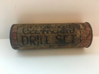 Vintage 1929 Cleveland Twist Drill Co Drill Bit Set Mechanics Set Cylinder Case