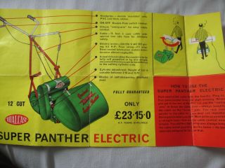 GREAT VINTAGE (1960 ' s) QUALCAST PANTHER ELECTRIC MOWER ADVERTISING POSTER 2