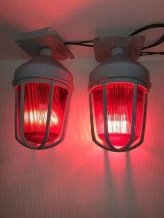 2 Vintage Crouse Hinds Industrial Fire Station Explosion Proof Light Fixture