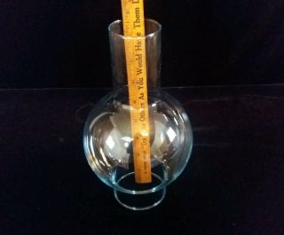 Replacement Clear Glass Oil Lamp Globe Hurricane Chimney Round Bottom 8.  5 " Tall