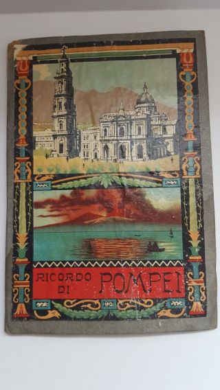 Vintage " Ricordo Di Pompei " 32 Vedute 1929 Postcard Tourist Paper Map Book Rare