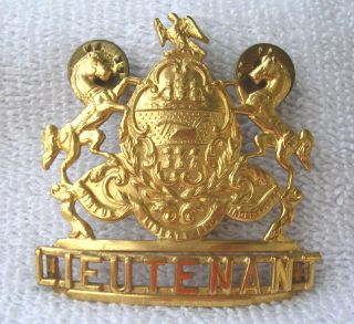 Vintage Penna.  Firemans Uniform Or Hat Badge State Seal Crest Lieutenant