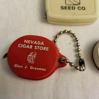 3 Vintage Mini Pocket Size Tape Measures Kruger Seed & Nevada Cigar Store, 5
