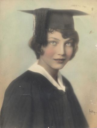 Hand Colored Portrait Of Young Girl In Graduation Outfit