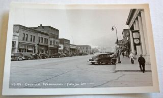 Vintage 1950s Card By Leo Cars In Downtown Colville Washington R P Post Card