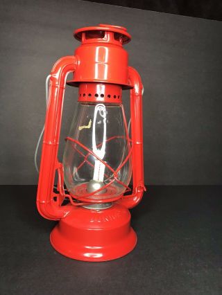 Vintage Rare Dietz Junior Gloss Red Lantern Clear Glass Globe Kerosene Oil Lamp