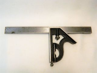 Vintage L.  S.  Starrett Machinist Precision Combination Square & No.  4 12 " Ruler