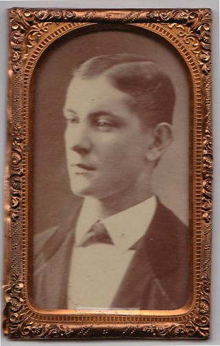 Portrait Of Man,  Cdv,  Vintage Photo,  Rare Ornate Copper Frame,  Winchester In