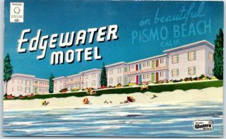 Pismo Beach,  California Postcard Edgewater Motel Artist 