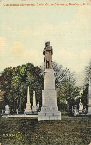Newbern Nc Civil War Confederate Monument In 1915 Postcard