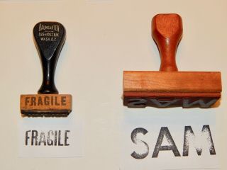 13 Vintage Post Office Rubber Stamps Wood Handles ' FRAGILE  SPECIAL DELIVERY ' 5