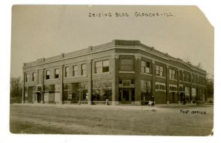 Glencoe Il - Zeising Building Store Fronts - Rppc Postcard Near Chicago