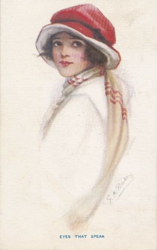 Ethel C Brisley Girl Wearing A Red With White Brimmed Hat