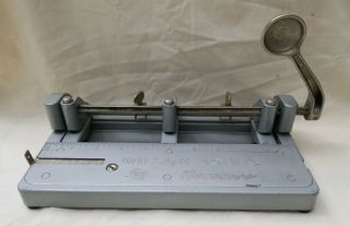 Vintage Wilson Jones Hummer 3 - Hole Punch 314 Industrial Grey Heavy made in USA 2